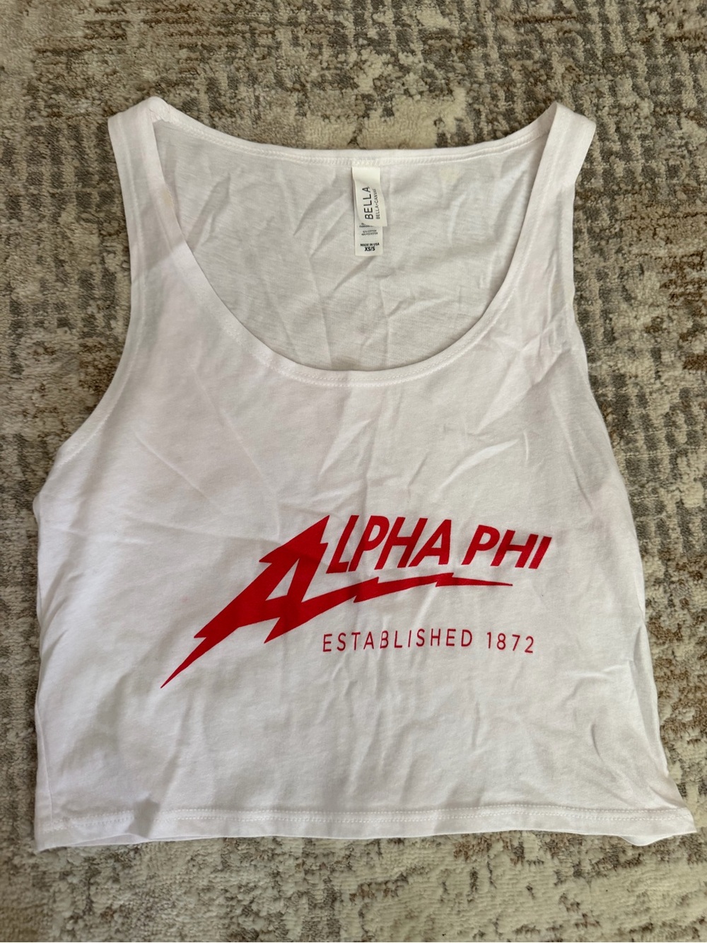 Bella Canvas White Tank Top with Red Alpha Phi Graphic